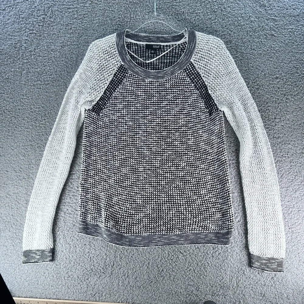 A.N.A Sweater Women Large Black White‎ Long Sleeves A New Approach Blend Cotton